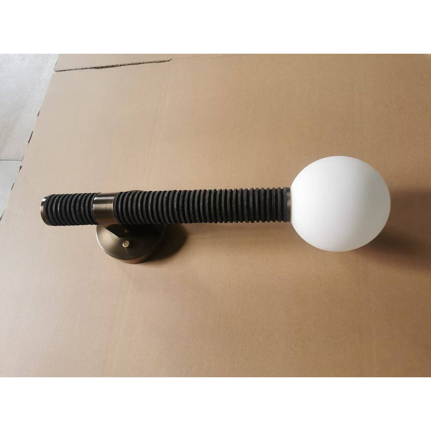 Threadline Globe Wall Sconce - Stacked Leather & Brass Globe Light | Modern Organic Wall Sconce