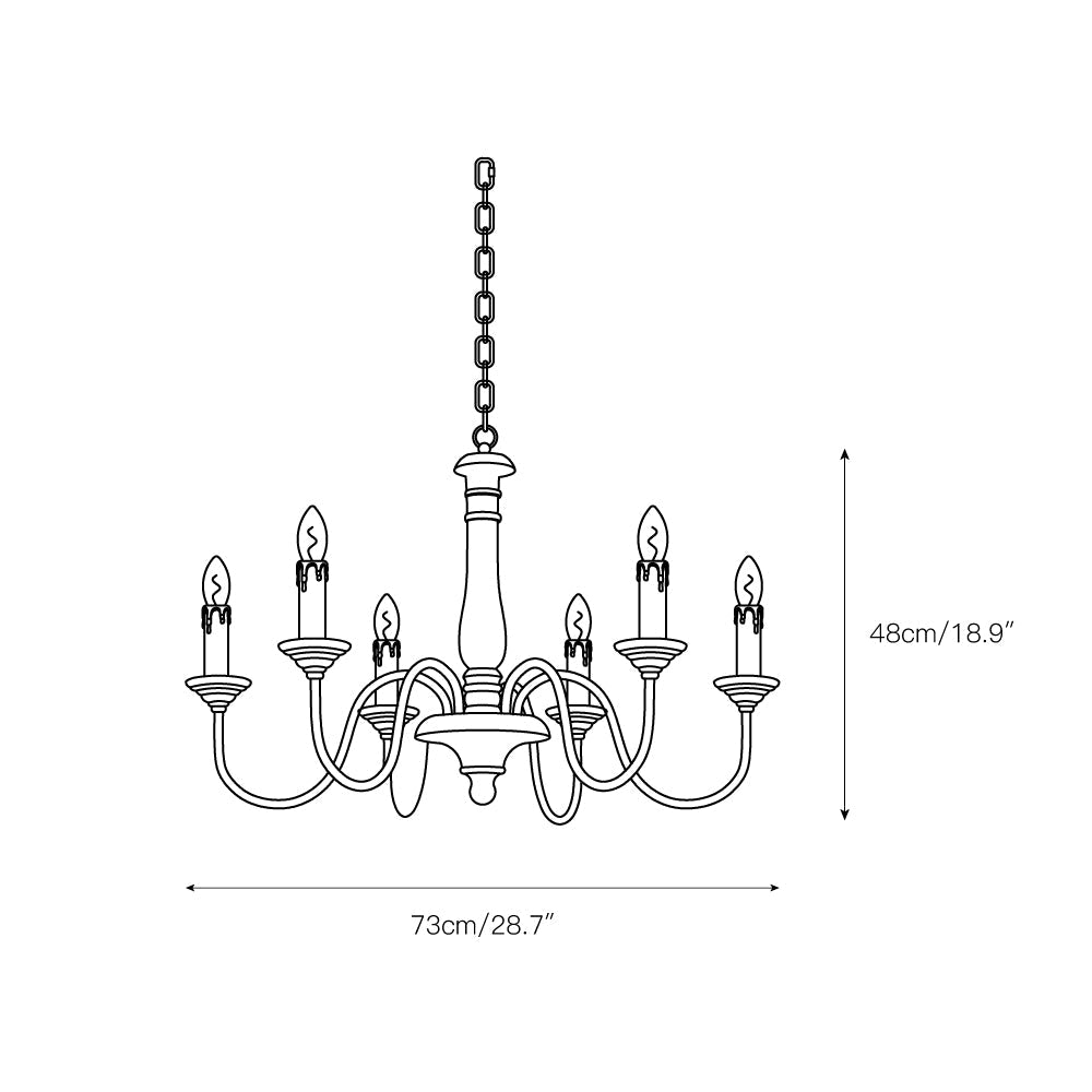 Penetrar Chandelier - Hand-Carved Distressed Wood & Iron Arm Light