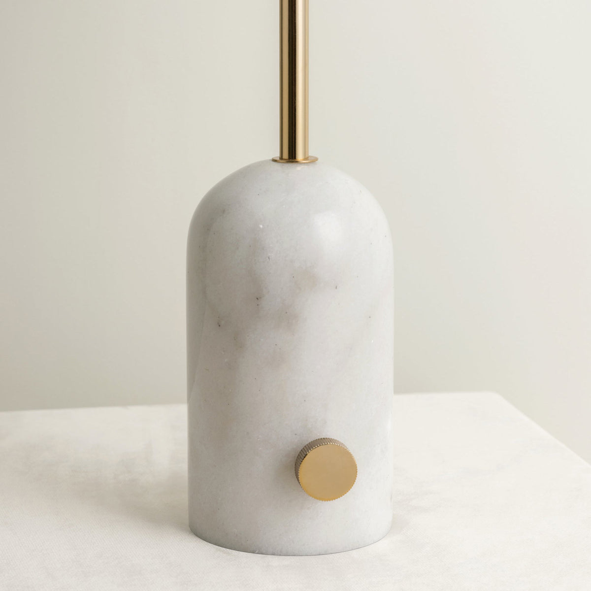 Penn Table Lamp - Black Marble Curved Body & Linen Drum Shade