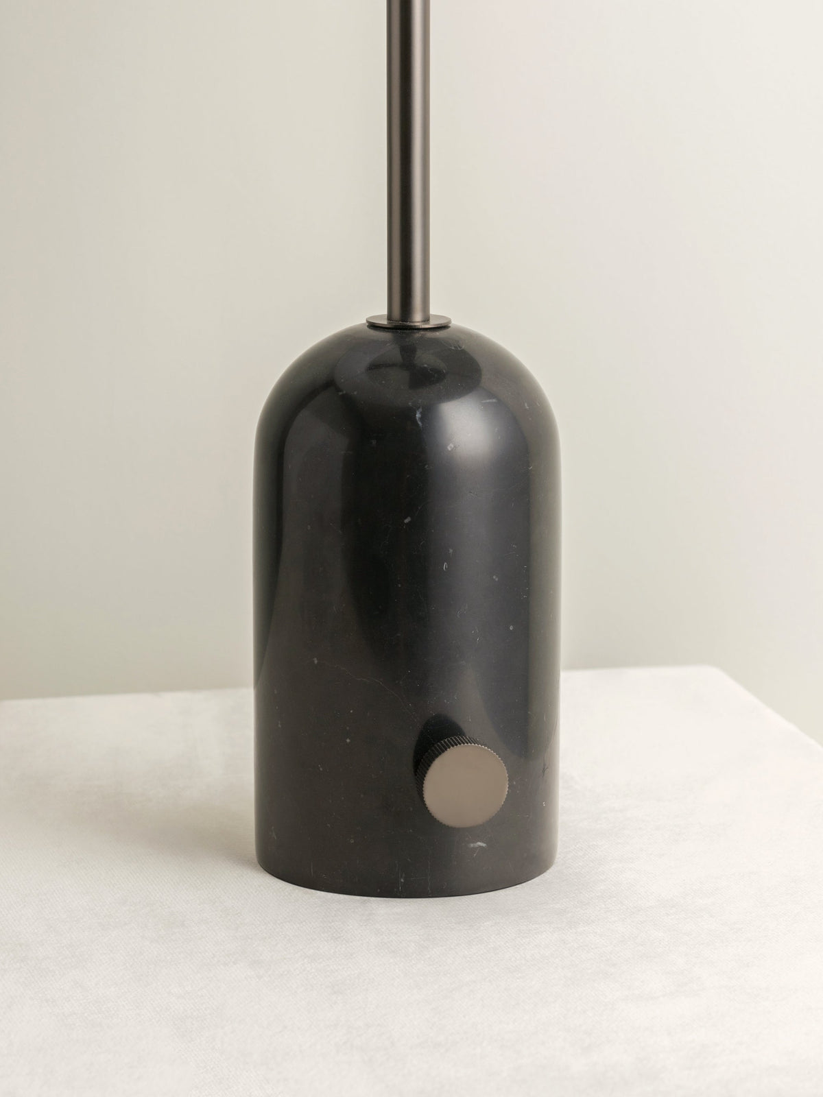Penn Table Lamp - Black Marble Curved Body & Linen Drum Shade