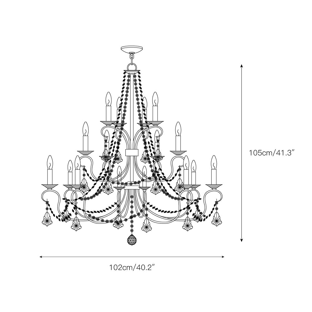 Pennington Chandelier - Antique Brass Candelabra Light & Clear Crystals