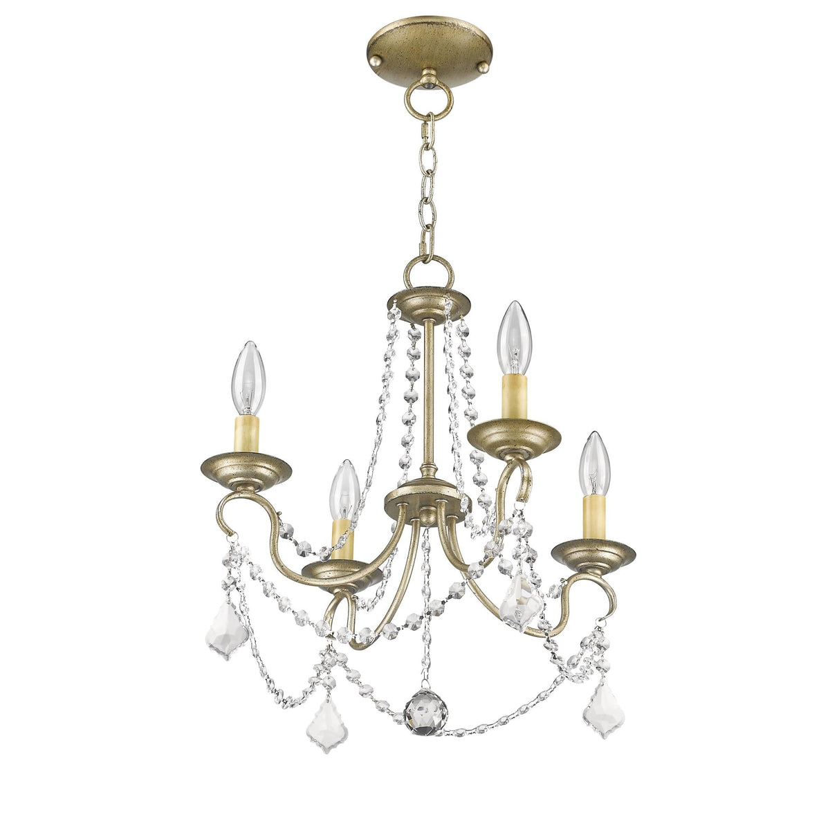 Pennington Chandelier - Antique Brass Candelabra Light & Clear Crystals