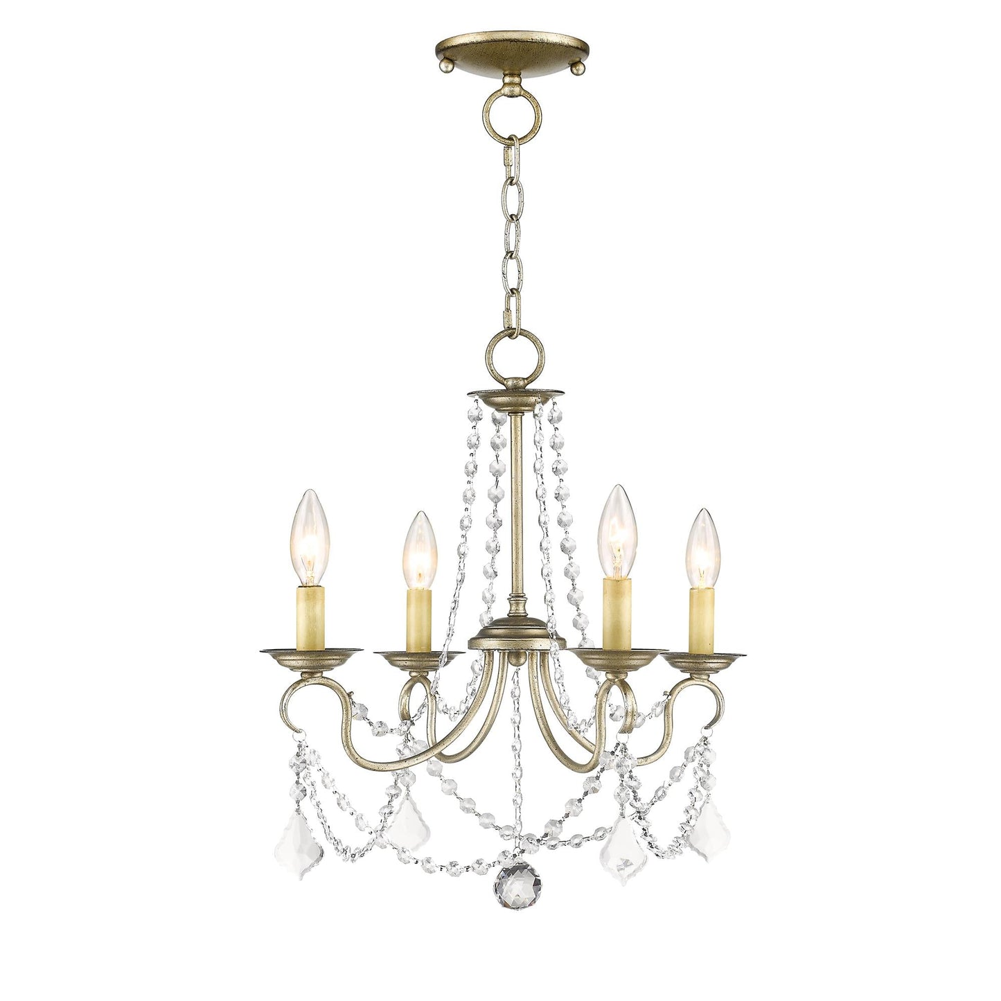 Pennington Chandelier - Antique Brass Candelabra Light & Clear Crystals