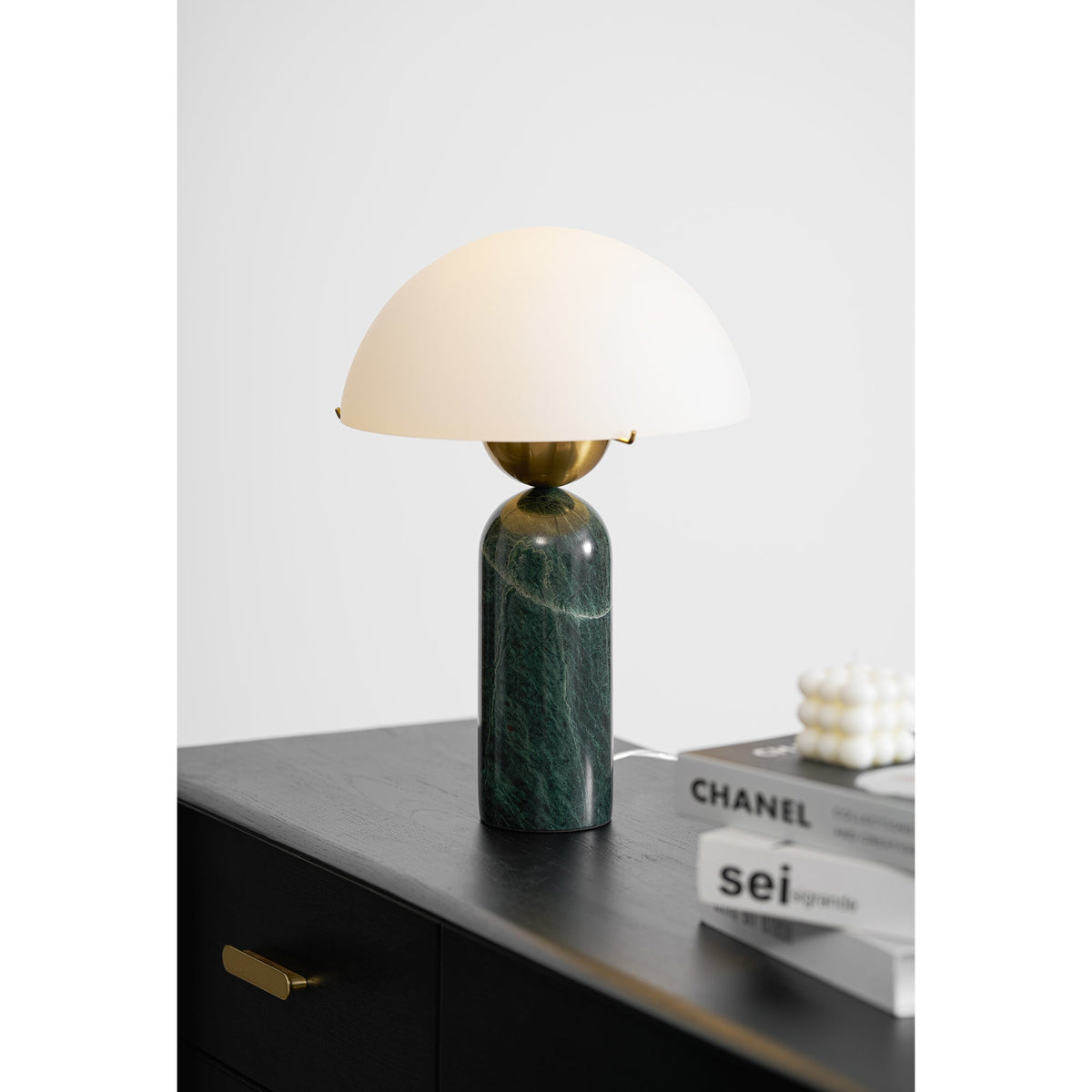 Peono Alabaster Table Lamp - Hand-Cut Natural Stone & Gold Accent Light