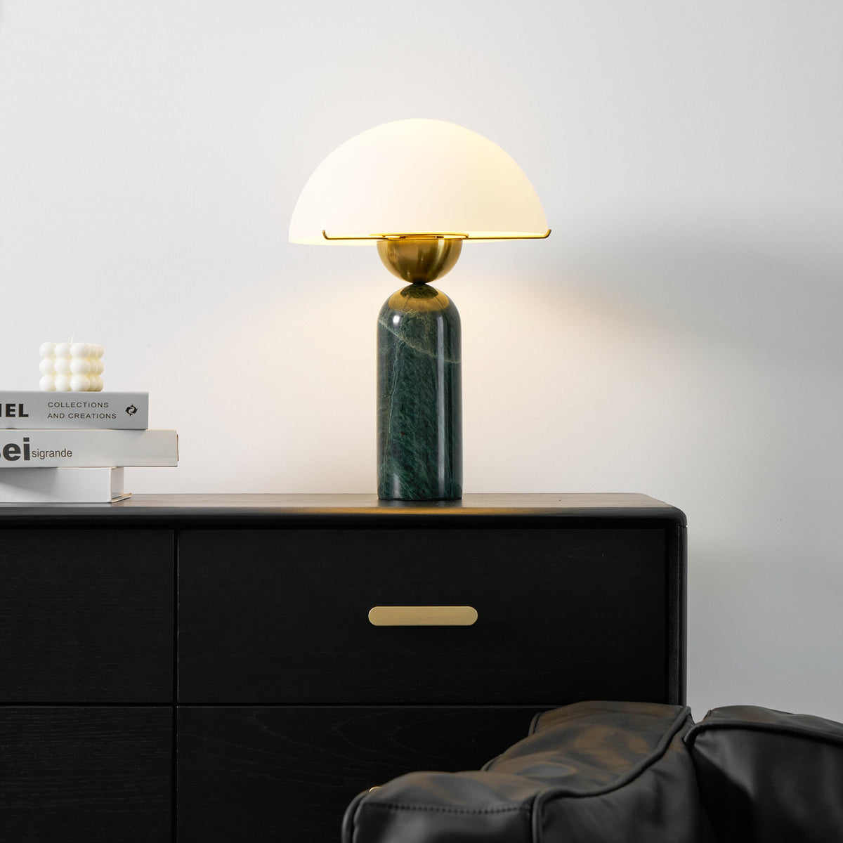Peono Alabaster Table Lamp - Hand-Cut Natural Stone & Gold Accent Light