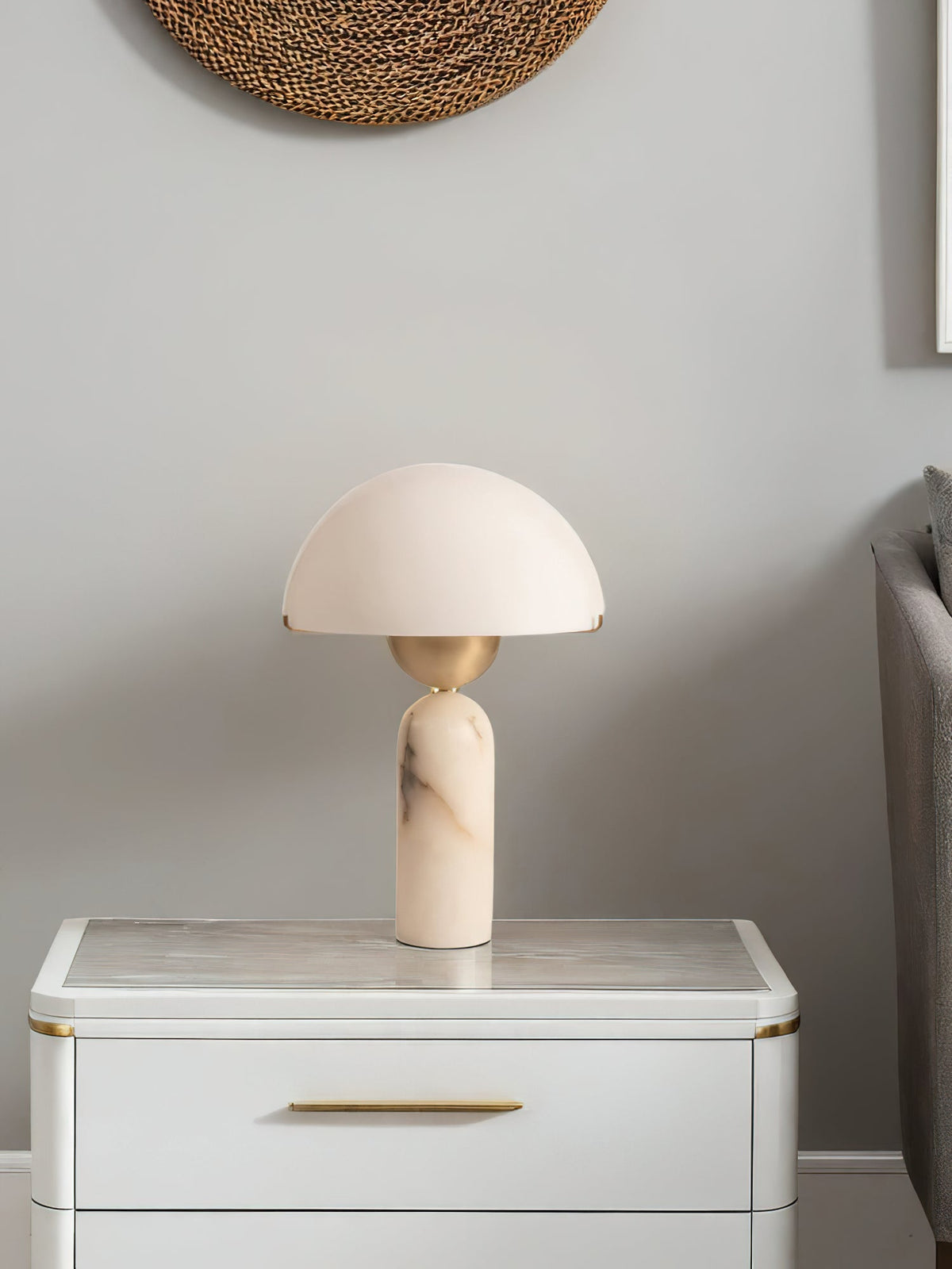 Peono Alabaster Table Lamp - Hand-Cut Natural Stone & Gold Accent Light