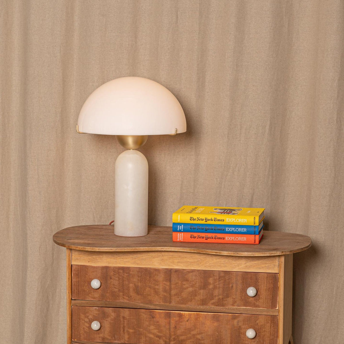 Peono Alabaster Table Lamp - Hand-Cut Natural Stone & Gold Accent Light
