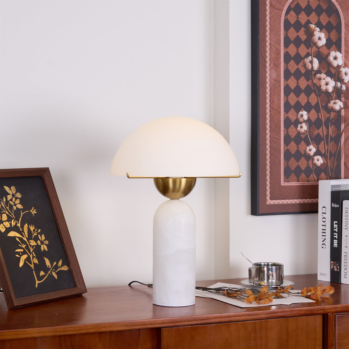 Peono Alabaster Table Lamp - Hand-Cut Natural Stone & Gold Accent Light