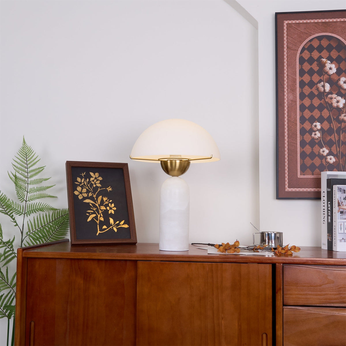 Peono Alabaster Table Lamp - Hand-Cut Natural Stone & Gold Accent Light