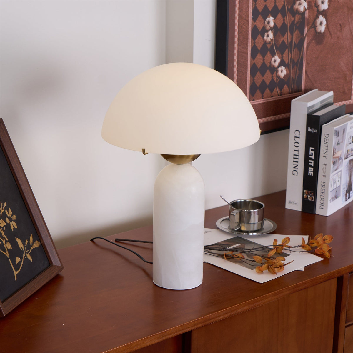 Peono Alabaster Table Lamp - Hand-Cut Natural Stone & Gold Accent Light