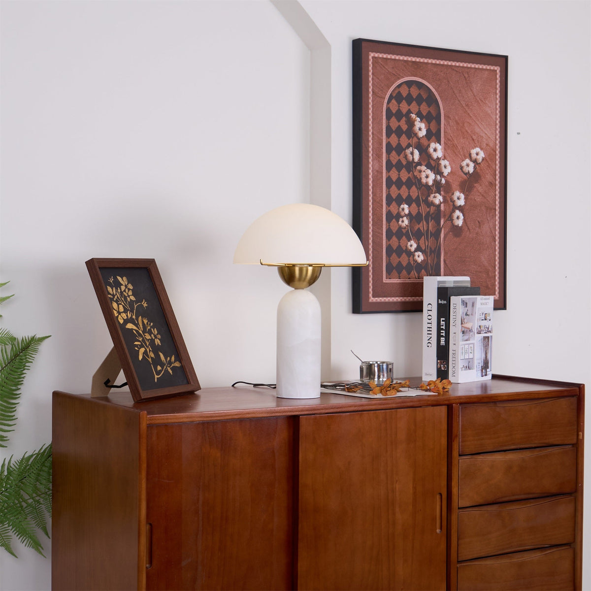 Peono Alabaster Table Lamp - Hand-Cut Natural Stone & Gold Accent Light