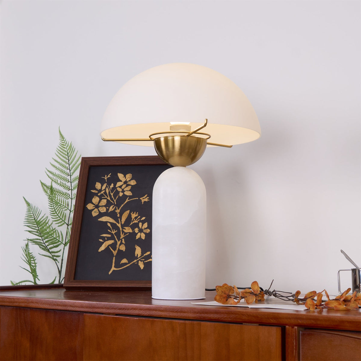 Peono Alabaster Table Lamp - Hand-Cut Natural Stone & Gold Accent Light