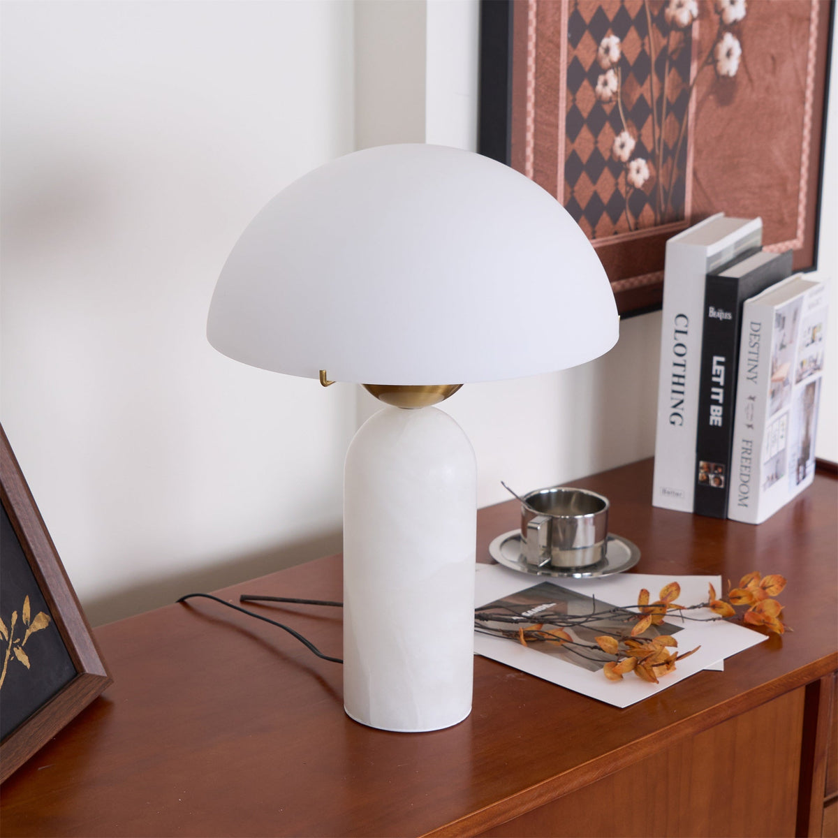 Peono Alabaster Table Lamp - Hand-Cut Natural Stone & Gold Accent Light