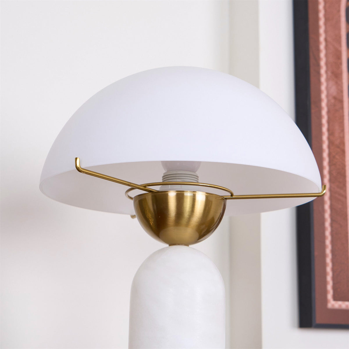 Peono Alabaster Table Lamp - Hand-Cut Natural Stone & Gold Accent Light