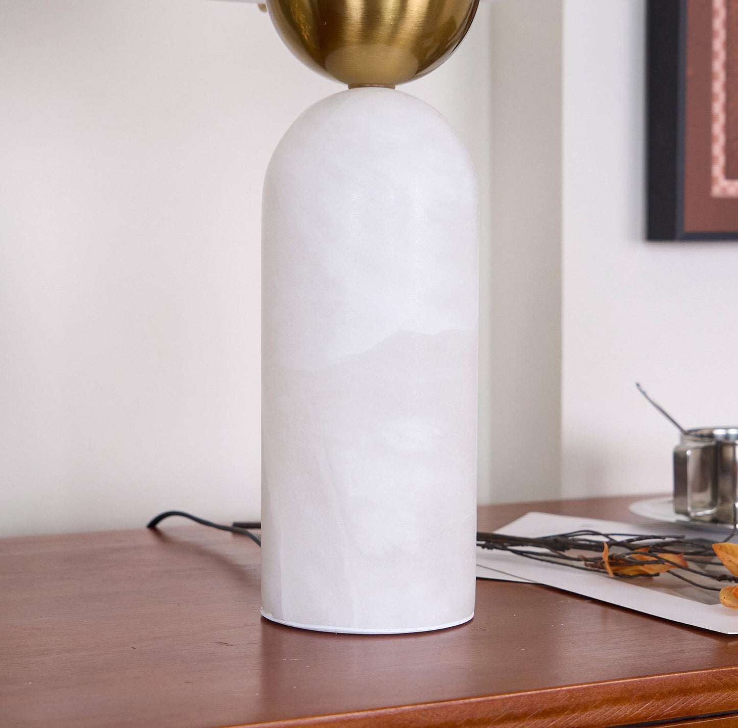 Peono Alabaster Table Lamp - Hand-Cut Natural Stone & Gold Accent Light