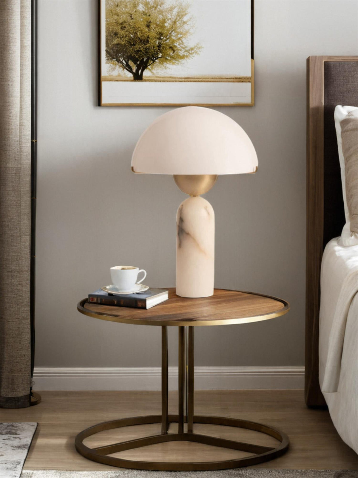 Peono Alabaster Table Lamp - Hand-Cut Natural Stone & Gold Accent Light