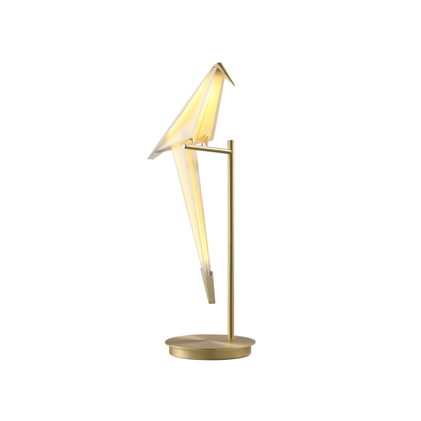 Perch Table Lamp - Kinetic Bird Light & Touch-Motion Brass Frame