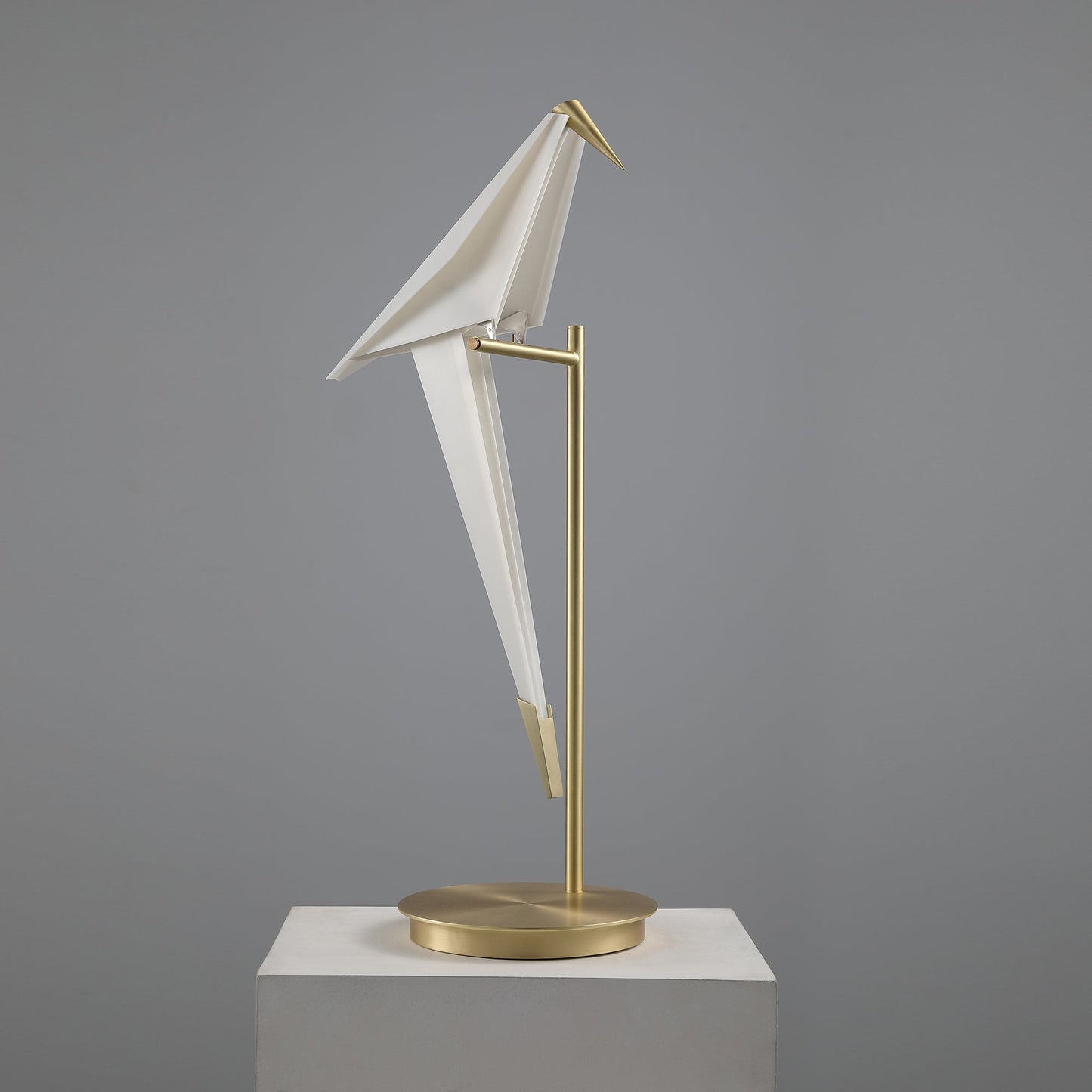 Perch Table Lamp - Kinetic Bird Light & Touch-Motion Brass Frame