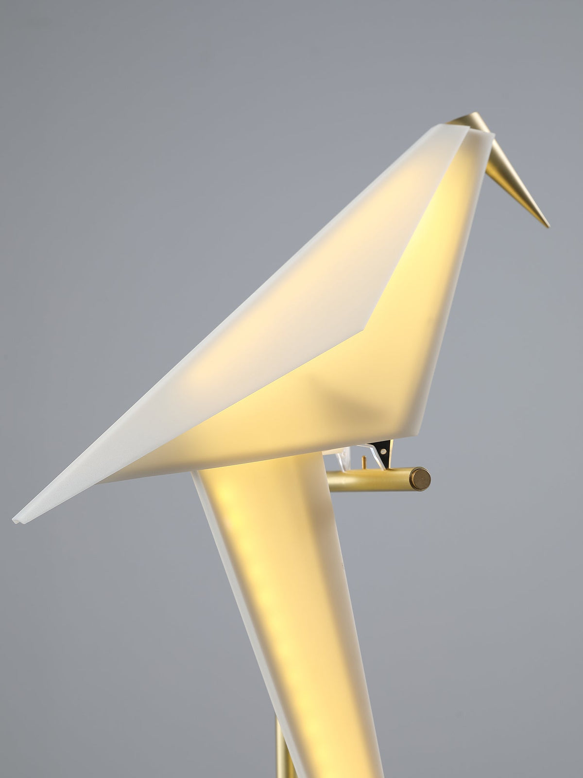 Perch Table Lamp - Kinetic Bird Light & Touch-Motion Brass Frame