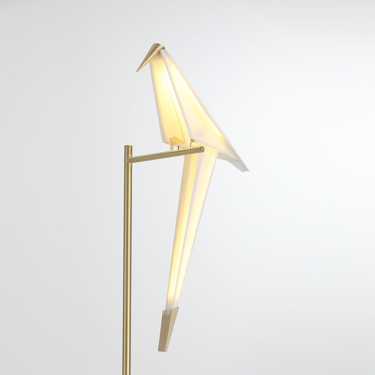 Perch Table Lamp - Kinetic Bird Light & Touch-Motion Brass Frame