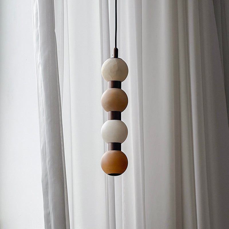 Perle Alabaster Pendant Lamp - Natural Stone Column & Stainless Steel Light