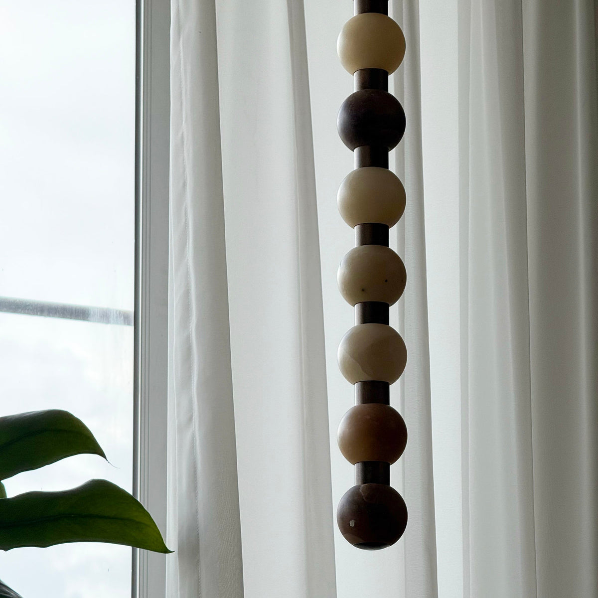 Perle Alabaster Pendant Lamp - Natural Stone Column & Stainless Steel Light