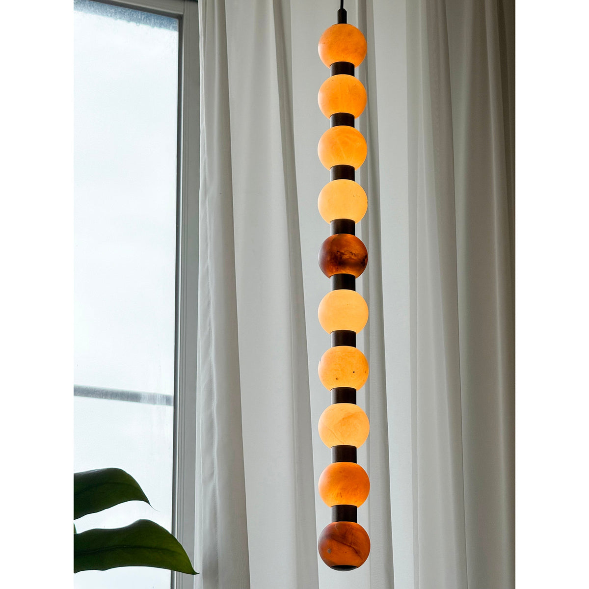 Perle Alabaster Pendant Lamp - Natural Stone Column & Stainless Steel Light