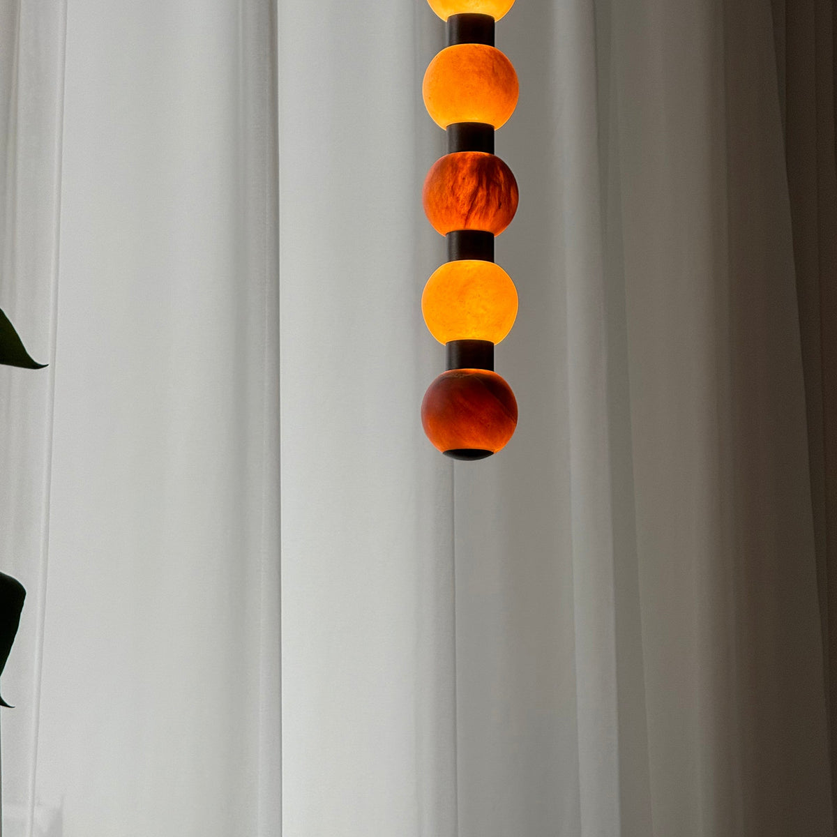 Perle Alabaster Pendant Lamp - Natural Stone Column & Stainless Steel Light