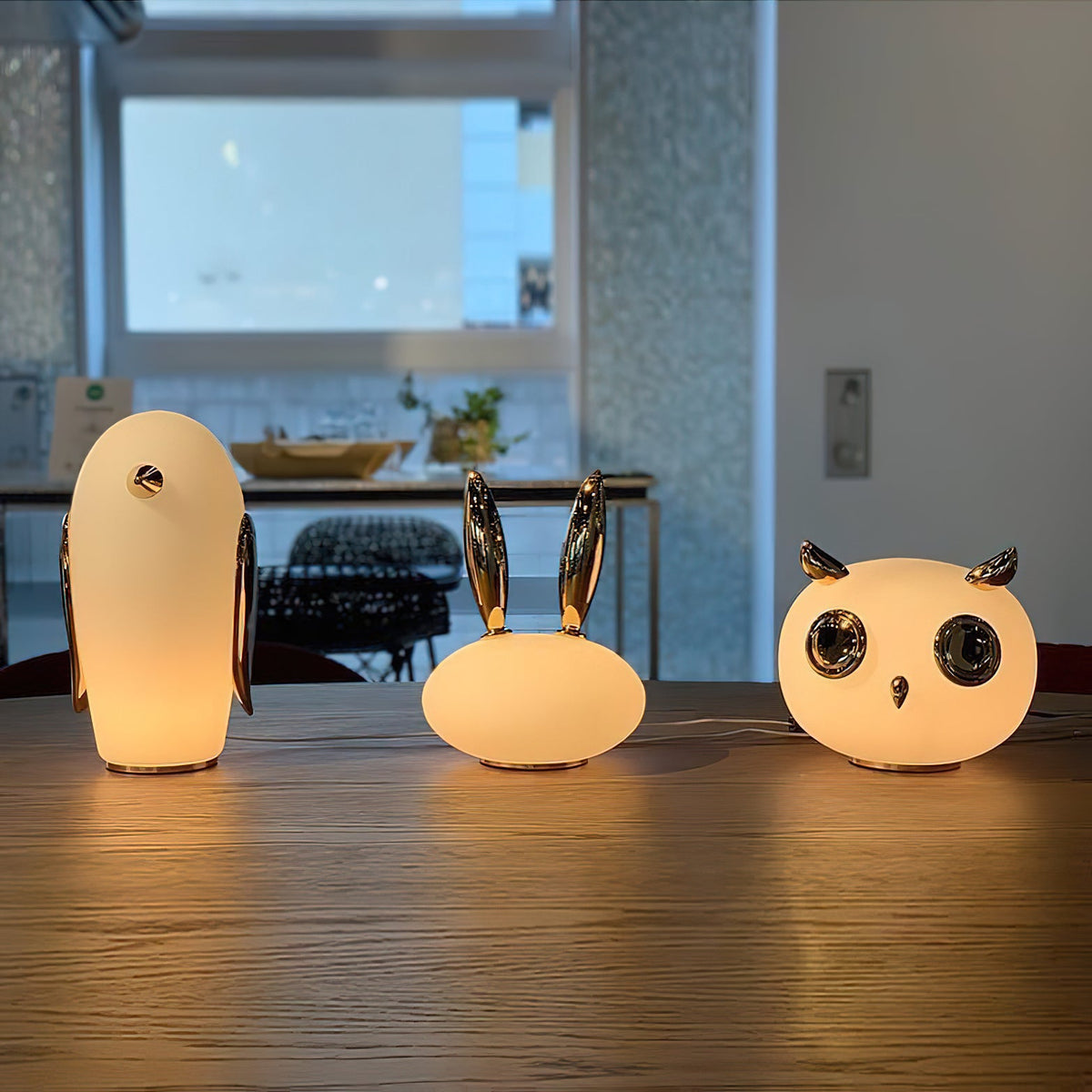 Pet Table Lamp - Whimsical Glass & Gold Animal Companion Light