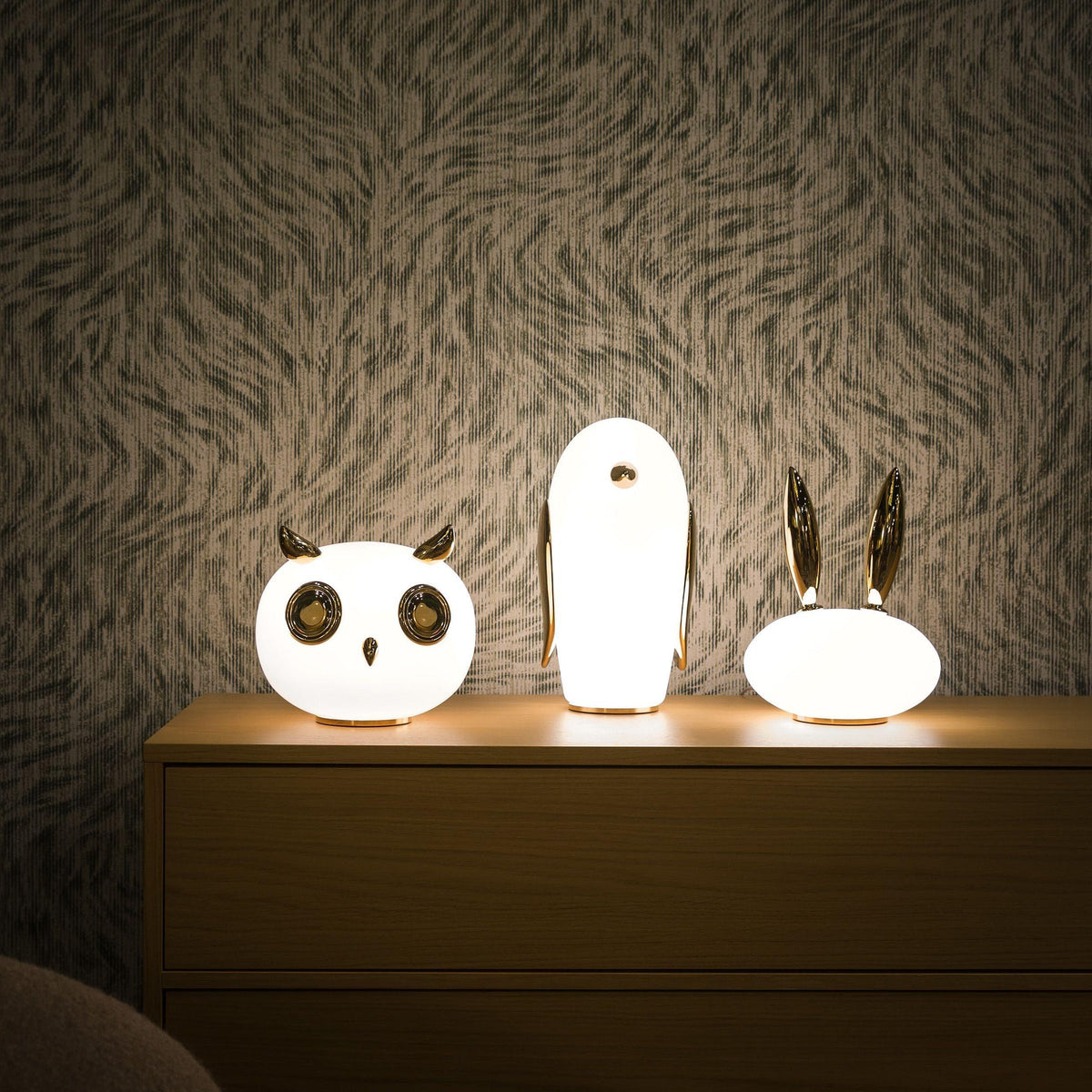 Pet Table Lamp - Whimsical Glass & Gold Animal Companion Light