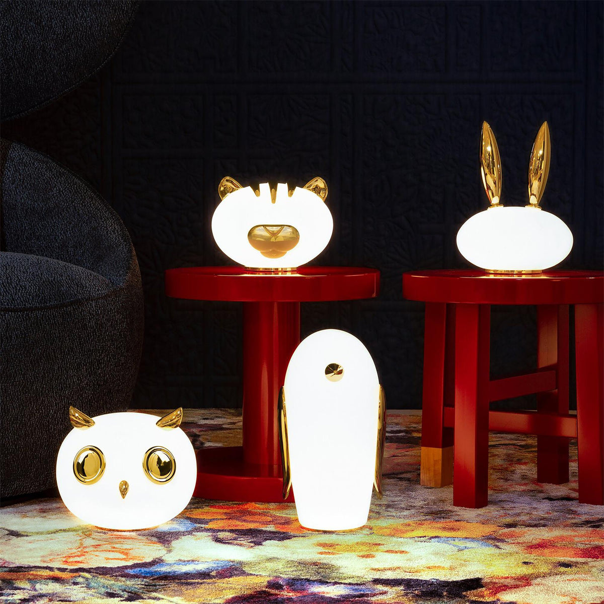 Pet Table Lamp - Whimsical Glass & Gold Animal Companion Light