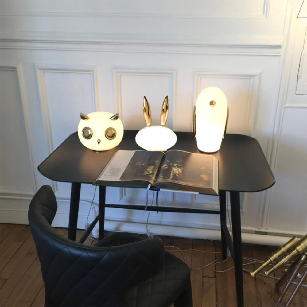 Pet Table Lamp - Whimsical Glass & Gold Animal Companion Light