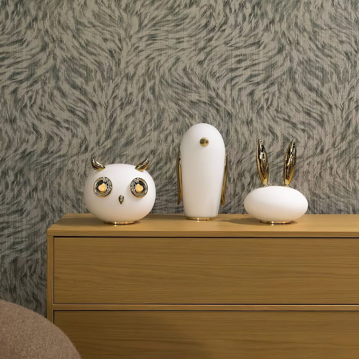 Pet Table Lamp - Whimsical Glass & Gold Animal Companion Light