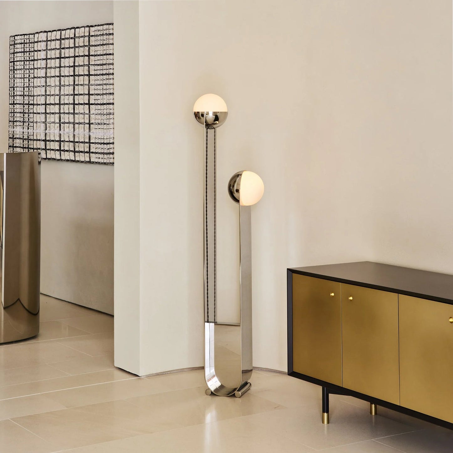 Pete & Nora Floor Lamp - Modern Dual Hand-Blown Glass Orb Light