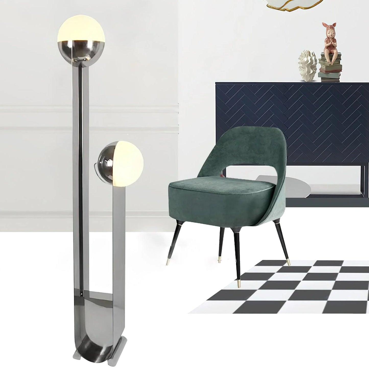 Pete & Nora Floor Lamp - Modern Dual Hand-Blown Glass Orb Light