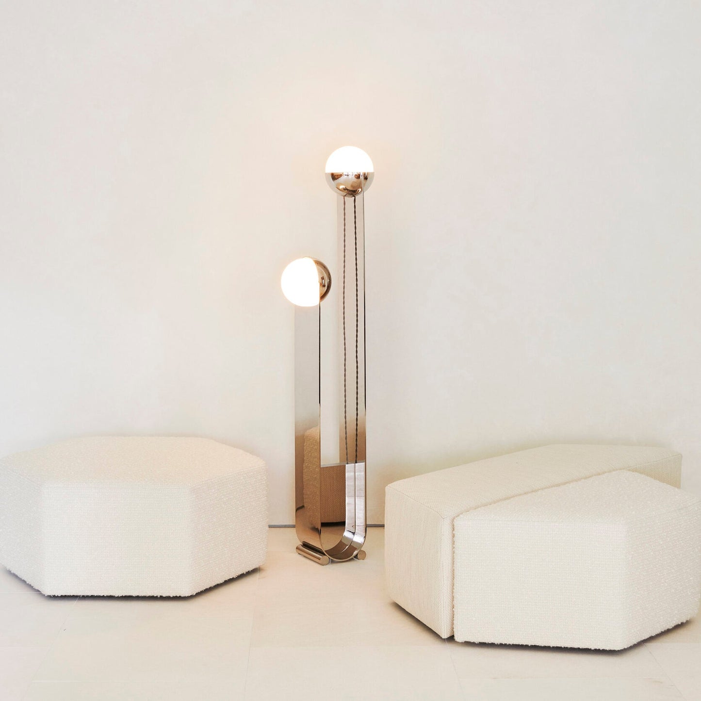 Pete & Nora Floor Lamp - Modern Dual Hand-Blown Glass Orb Light