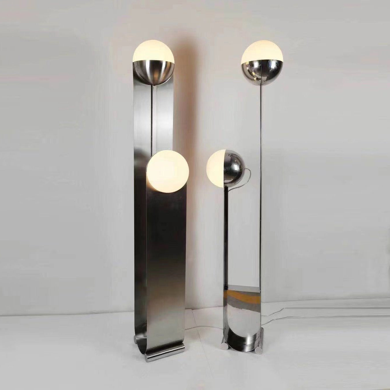 Pete & Nora Floor Lamp - Modern Dual Hand-Blown Glass Orb Light