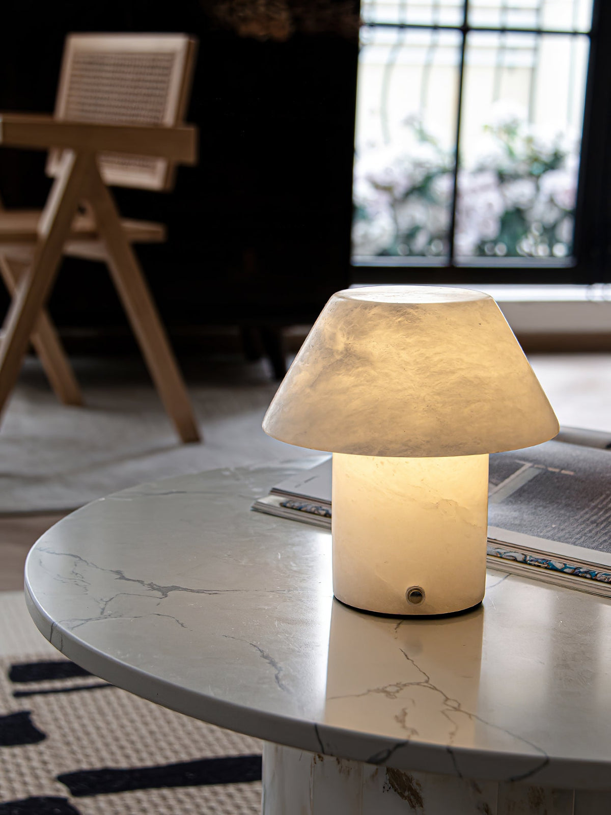 Petra Alabaster Table Lamp - Organic Spanish Stone Orb Light