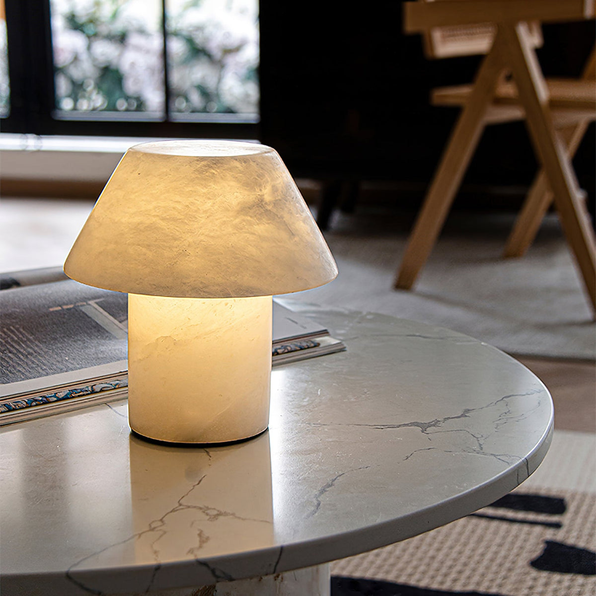 Petra Alabaster Table Lamp - Organic Spanish Stone Orb Light