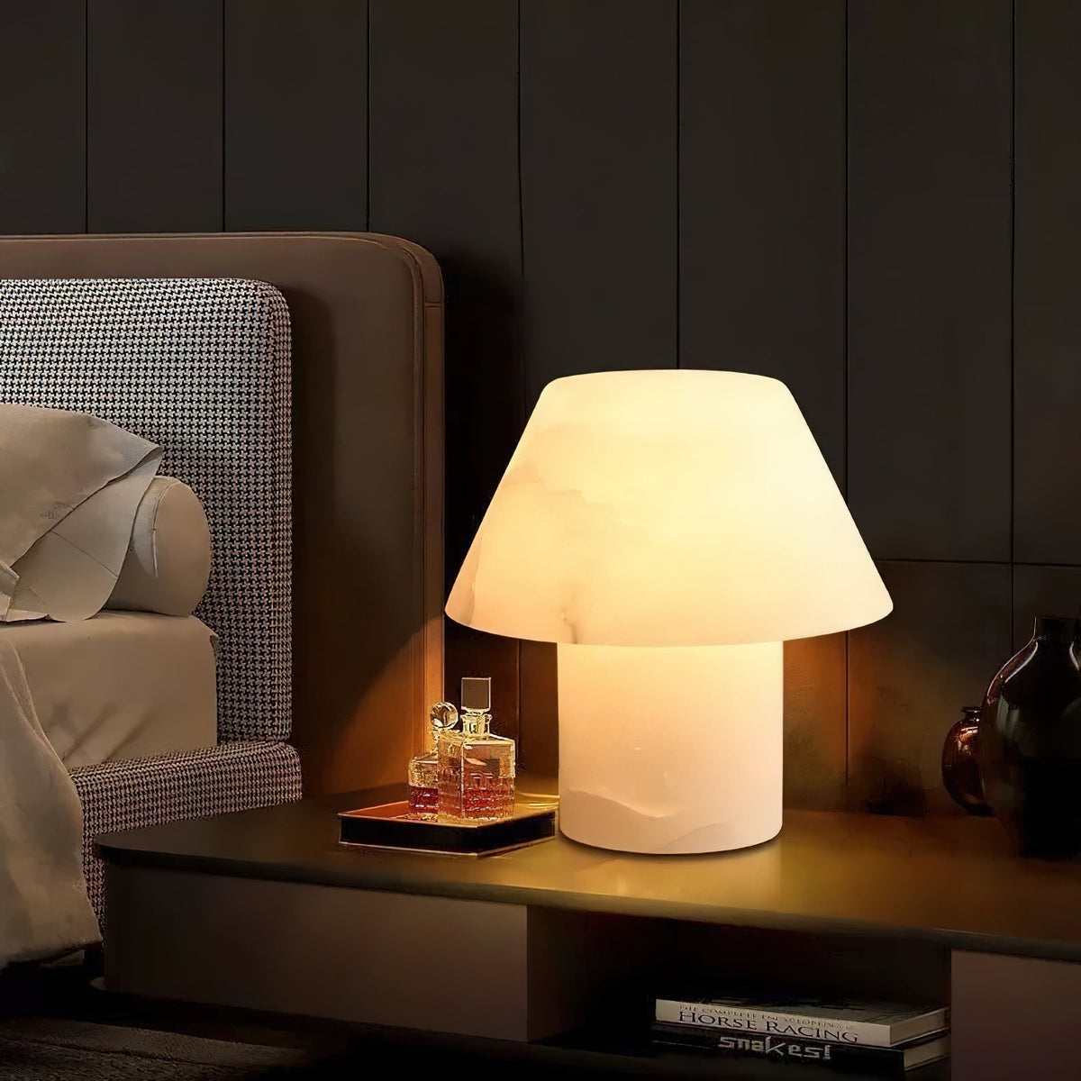Petra Alabaster Table Lamp - Organic Spanish Stone Orb Light