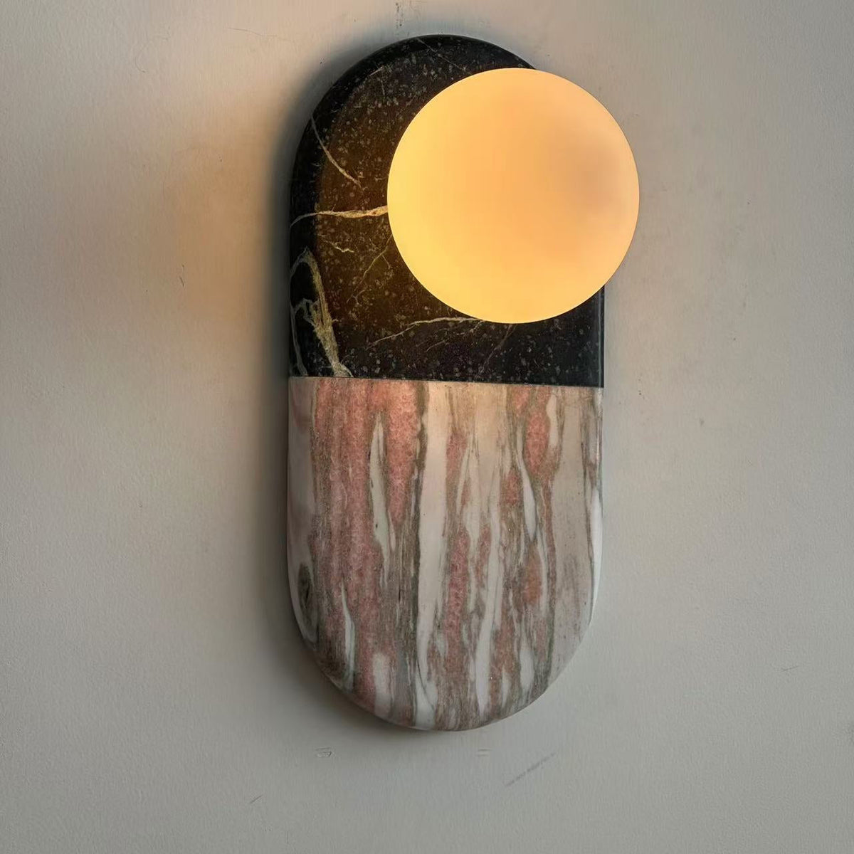 Pfaffikon Marble Sconce - Natural Marble & Frosted Glass Sconce