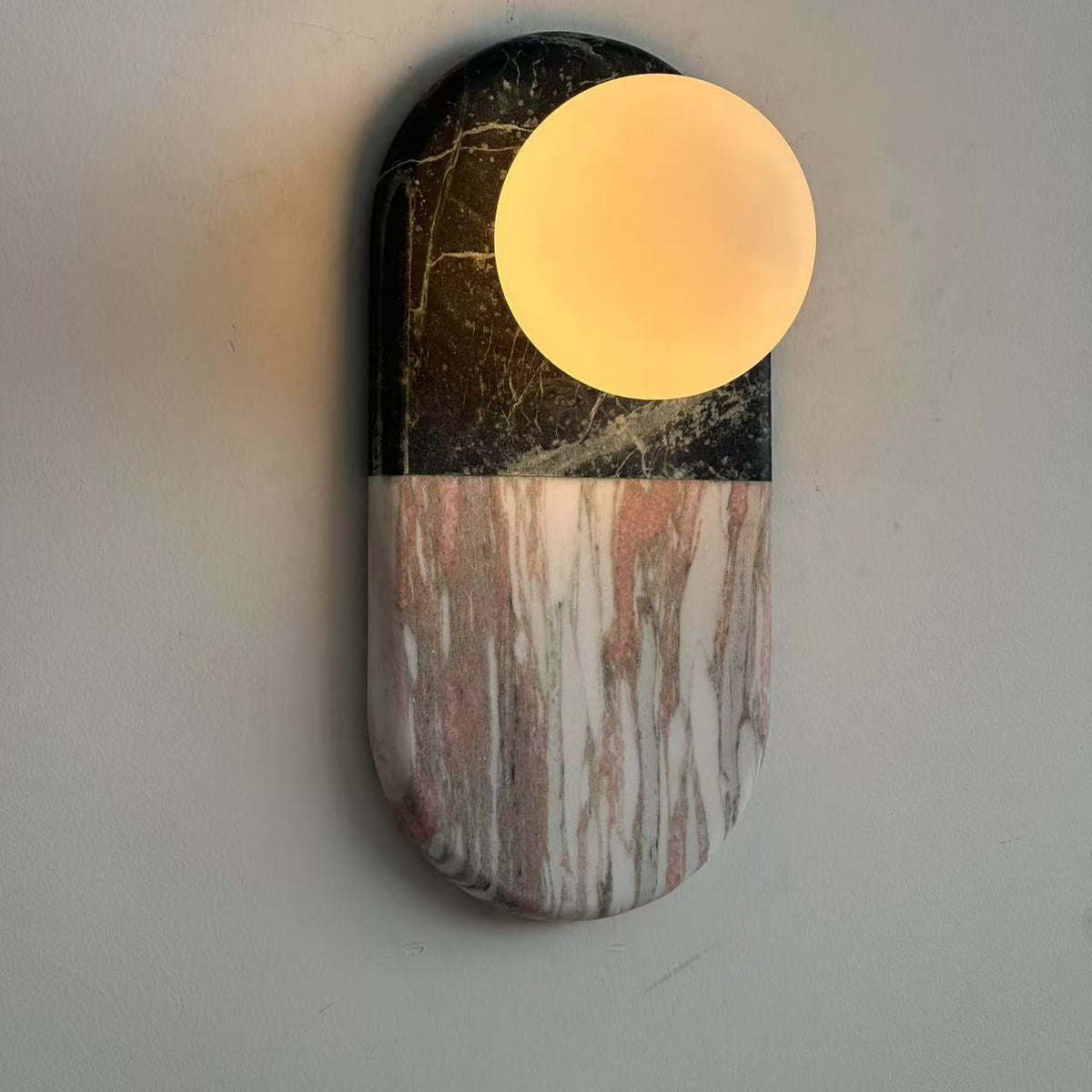 Pfaffikon Marble Sconce - Natural Marble & Frosted Glass Sconce