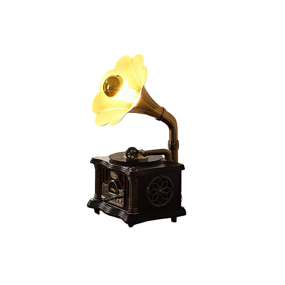 Phonograph Table Lamp - Vintage Gramophone Light & Bluetooth Speaker