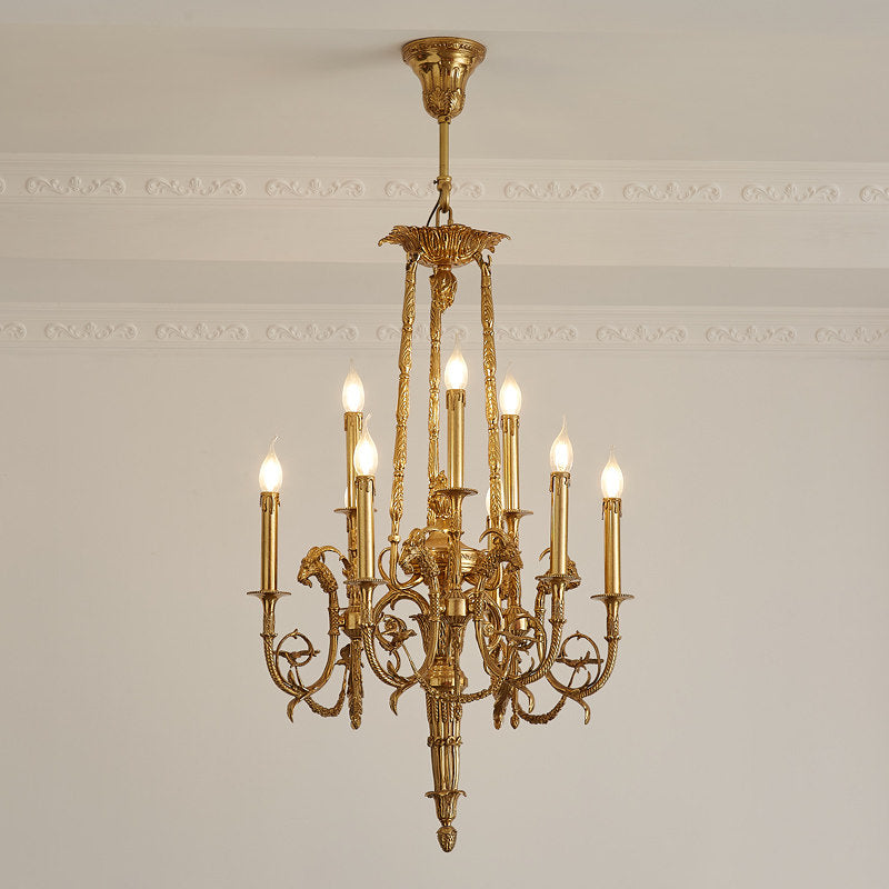 Pierre Gouthiere Chandelier - Ornate Solid Brass French Classic Light