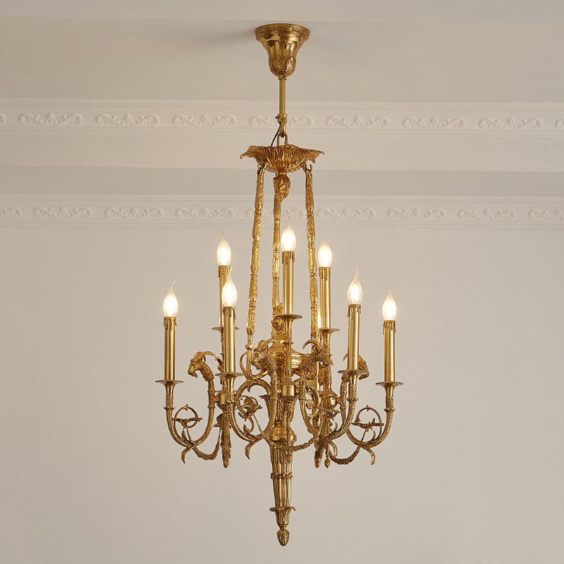 Pierre Gouthiere Chandelier - Ornate Solid Brass French Classic Light