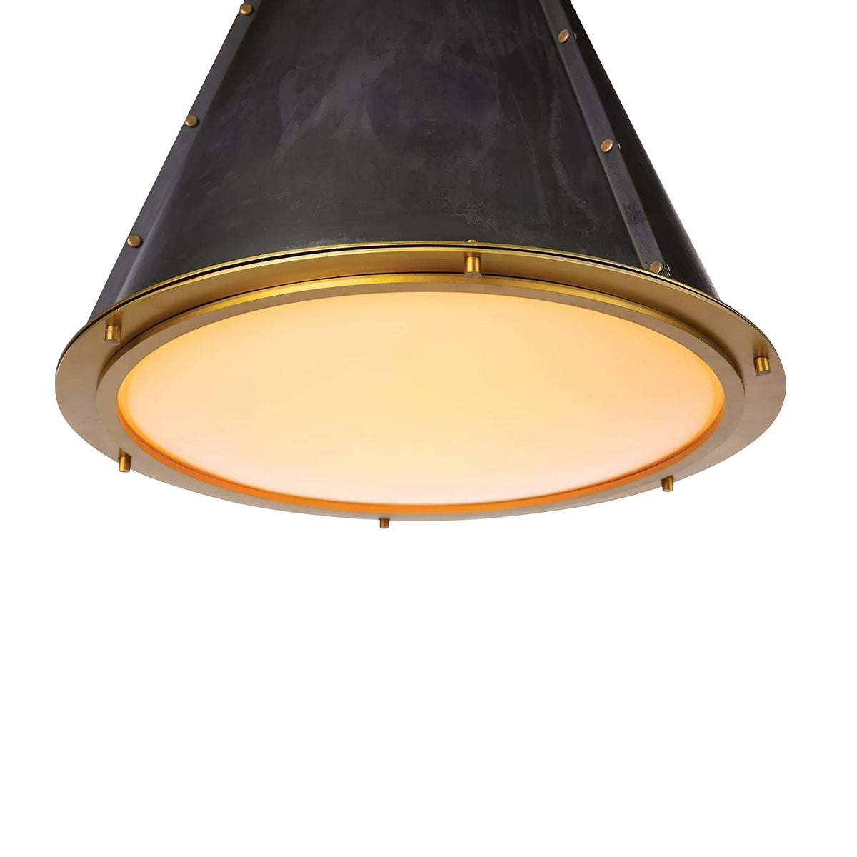 Pierrepont Pendant Light - Antiqued Cone Light with Warm Painted Gold Interior