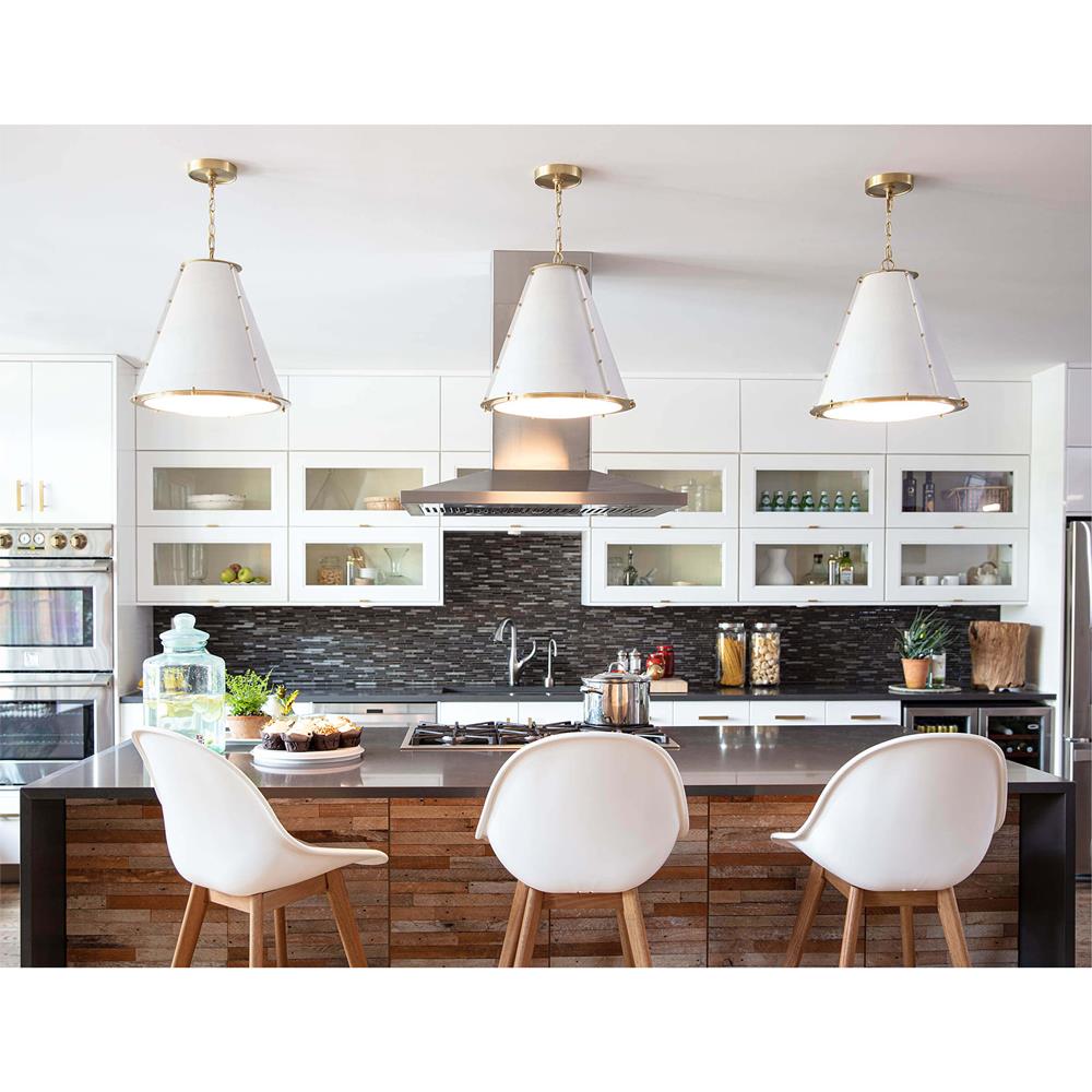 Pierrepont Pendant Light - Antiqued Cone Light with Warm Painted Gold Interior