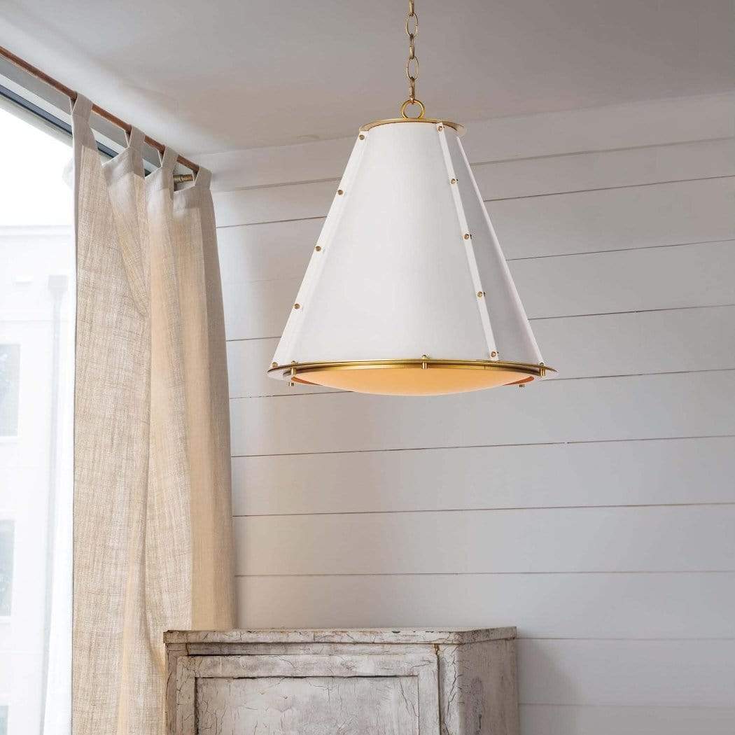 Pierrepont Pendant Light - Antiqued Cone Light with Warm Painted Gold Interior