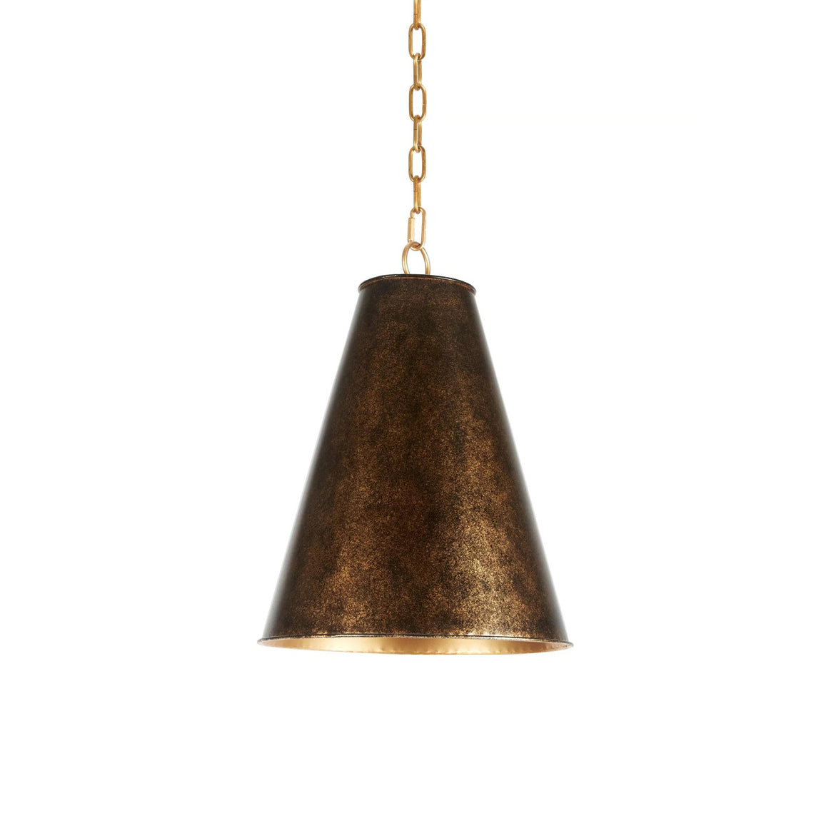 Pierrepont Pendant Light - Antiqued Cone Light with Warm Painted Gold Interior