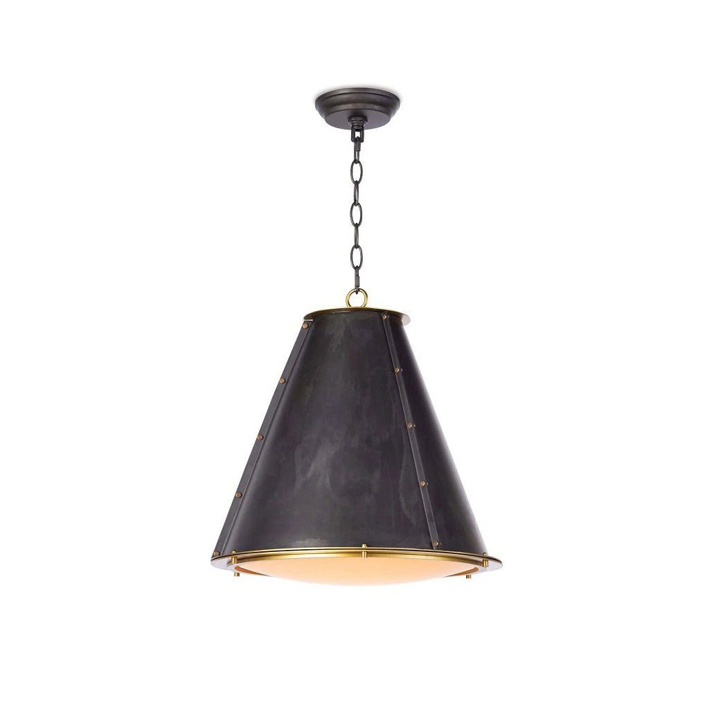 Pierrepont Pendant Light - Antiqued Cone Light with Warm Painted Gold Interior